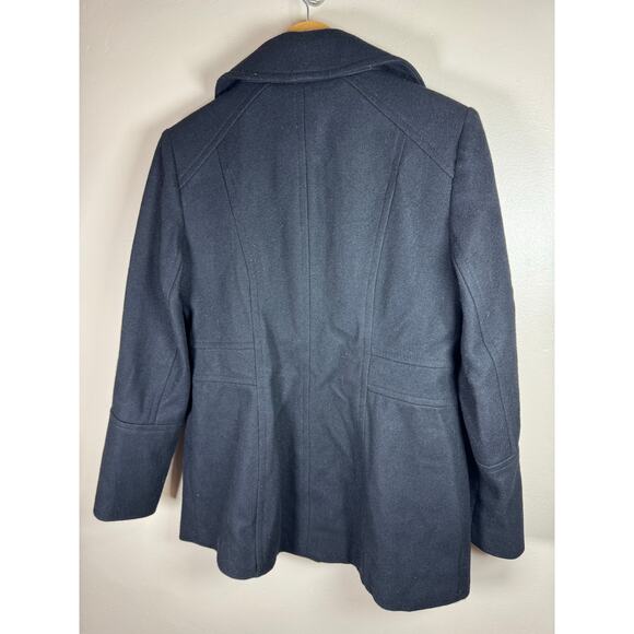 Women’s London Fog Pea Coat Wool Blend Black Small Classic Preppy Academia - Picture 6 of 7